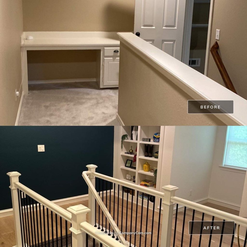 Upstairs landing before after - Kangaroo Contractors
