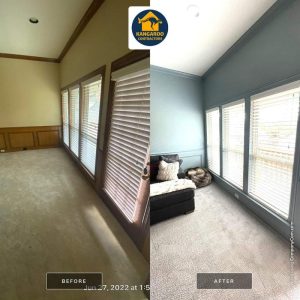 before and after of a room after painting